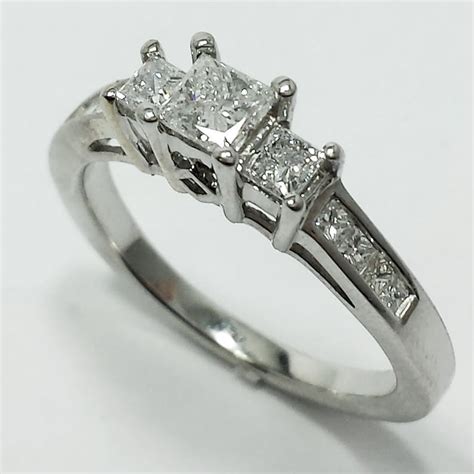 14k White Gold 3 Stone Diamond Engagement Kay Jeweler Zei Ring Etsy
