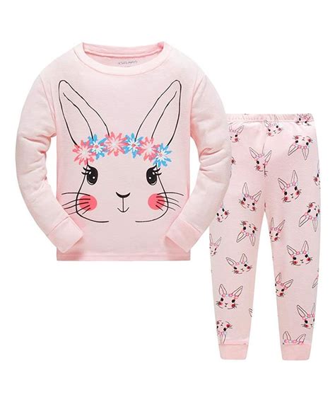 Girls Rabbit Pajamas 100 Cotton Sleepwear Kids Pjs 2 Piece Clothes