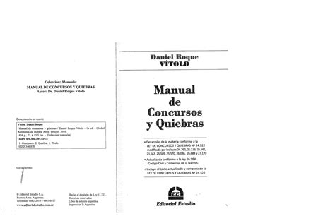 Manual De Concurso Y Quiebras Vitolo Actualizada Derecho Comercial