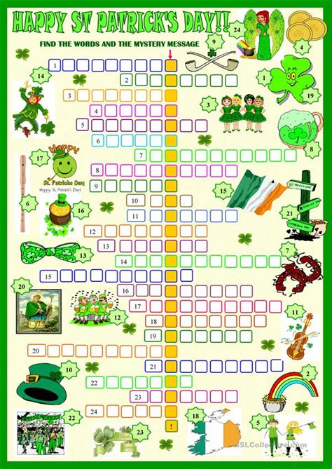 Patrick's day word themed crossword, word search and jigsaw puzzles for kids. Saint Patrick's Day crossword with KEY - English ESL ...