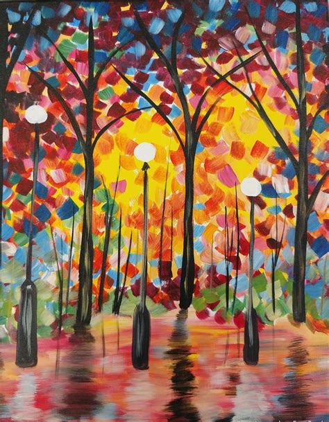 Autumn Lights Fall Acrylic Painting On Canvas Canvas Art Painting