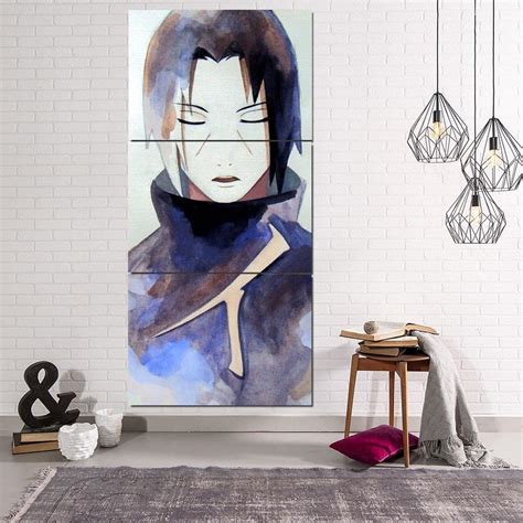 Naruto Anime Uchiha Itachi Painting Portrait 3pcs Wall Art Saiyan Stuff