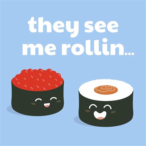 Sushi Mojis Cute Salmon And Salmon Roe Rolls They See Me Rollin