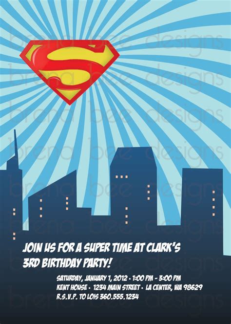 Superman Invitation Custom Printable By Brenabeedesigns On Etsy Convite
