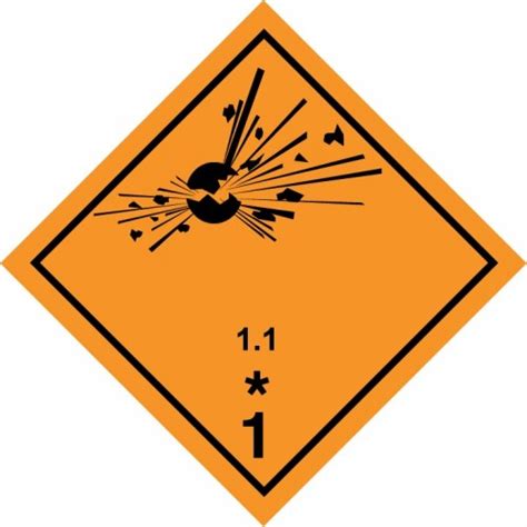 250mm Hazard Placards Class 1 Explosive Substances And Articles