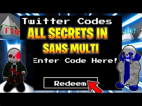 Find the codes button in the lower right corner and click it. ALL SECRETS (CODES) in SANS MULTIVERSAL BATTLES 2020 + 1 WORKING CODE! *ROBLOX* - YouTube