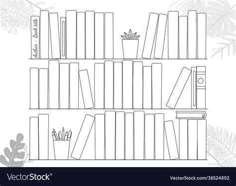 Printable A4 Paper Sheet With Bookshelves And Book