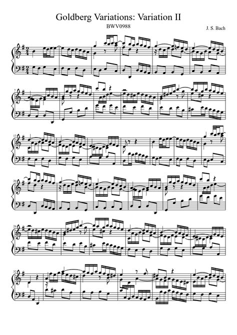 Bwv 988 Goldberg Variations Variation Ii Sheet Music For Harp Solo