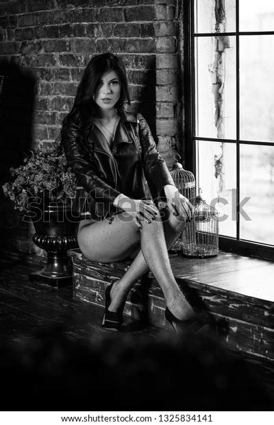 Sexy Thin Woman Wear Leather Jacket Stock Photo Shutterstock