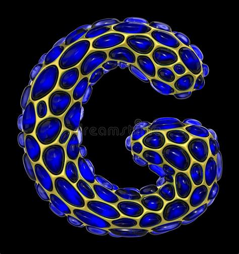 Golden Shining Metallic 3d With Blue Glass Symbol Capital Letter G