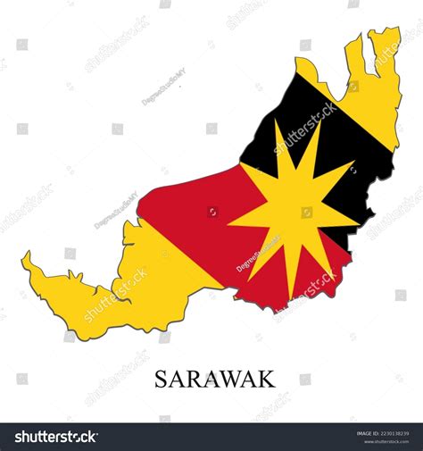 Sarawak Map Vector Illustration Malaysian City Stock Vector Royalty