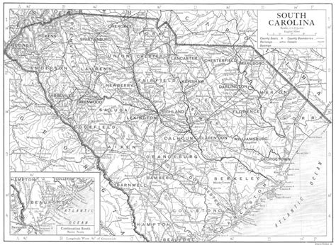 South Carolina South Carolina State Map Showing Counties 1910 Old Antique