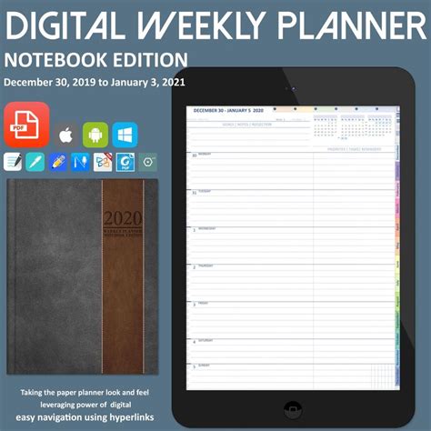 2020 Calendar Weekly Digital Planner Ipad Bullet Journal Academic