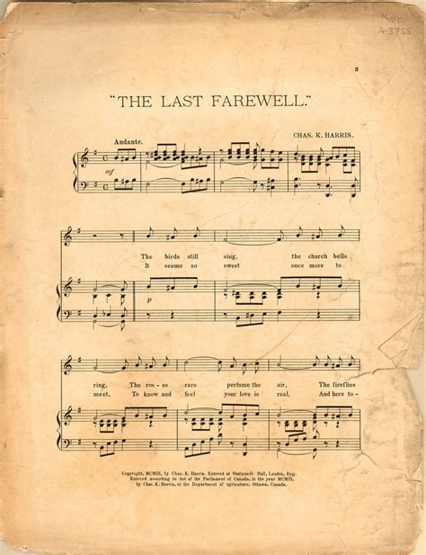 The Last Farewell Historic American Sheet Music