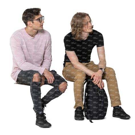 Two Cut Out Young Men Sitting Vishopper