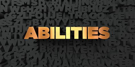 Abilities - Gold Text On Black Background - 3D Rendered Royalty Free ...