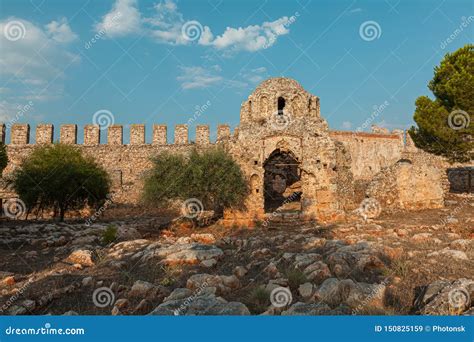 Panorama Ancient Greco Roman City Ruins Of An Ancient Fortress Alanya