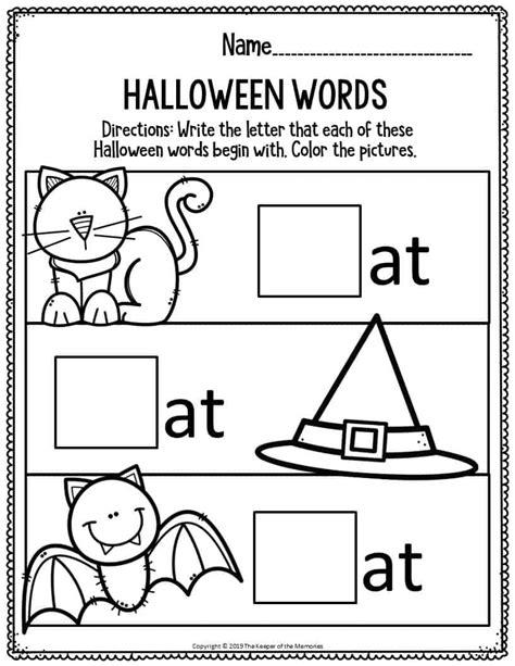 Literacy Halloween Preschool Worksheets Halloween Words The Keeper Of