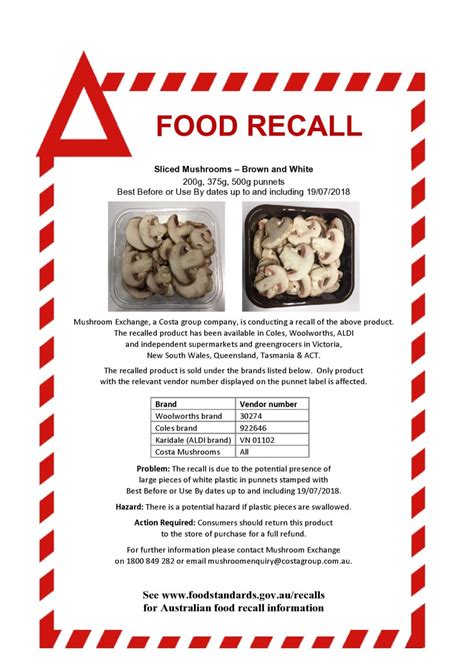 Consumer Alert Food Recall Costa