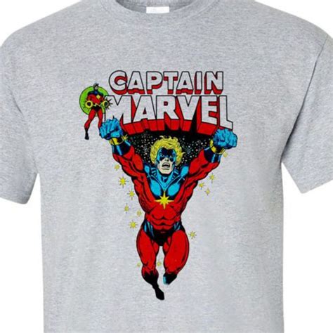 Captain Marvel T Shirt Vintage Comic Book Superhero 100 Cotton Graphic