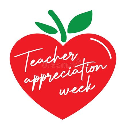 Apple With Teachers Appreciation Week Script Stock Vector