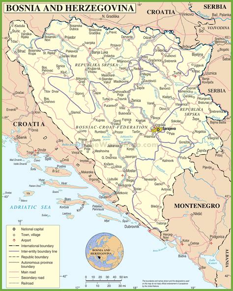 Bosnia Road Map Map Of Bosnia Road Southern Europe Europe
