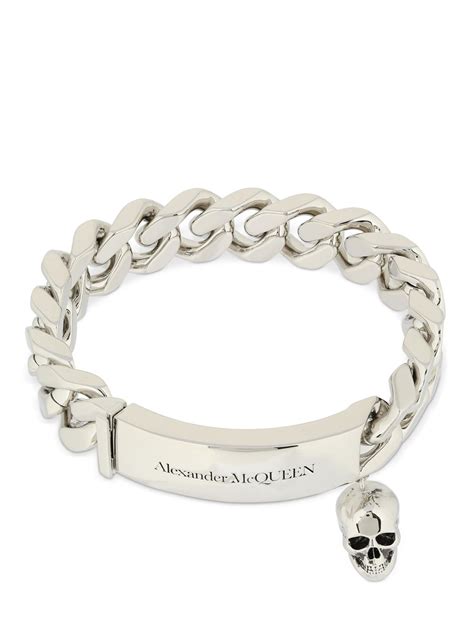 Alexander Mcqueen Chain Skull Bracelet In Silver Modesens