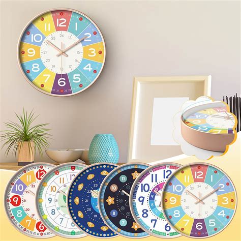 Vbvc Kids Wall Clock 8 Inch Colorful Telling Time Teaching Clock For