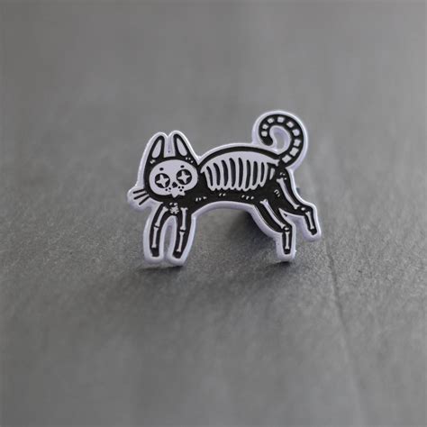 Black Cat Enamel Pin Skeleton Cat Pin For Backpacks Etsy
