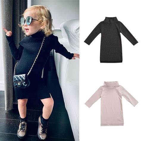 Sweater Clothes Solid Color Baby Girls Turtleneck Clothes 2 7 Years