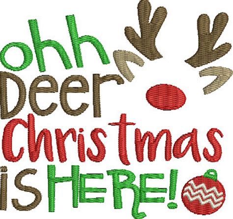 Oh Deer Christmas Is Here Saying Machine Embroidery Design Etsy