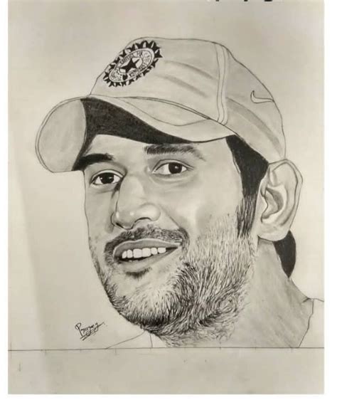 Famous Indian Cricketer Mahendra Singh Dhoni Painting By Prayag