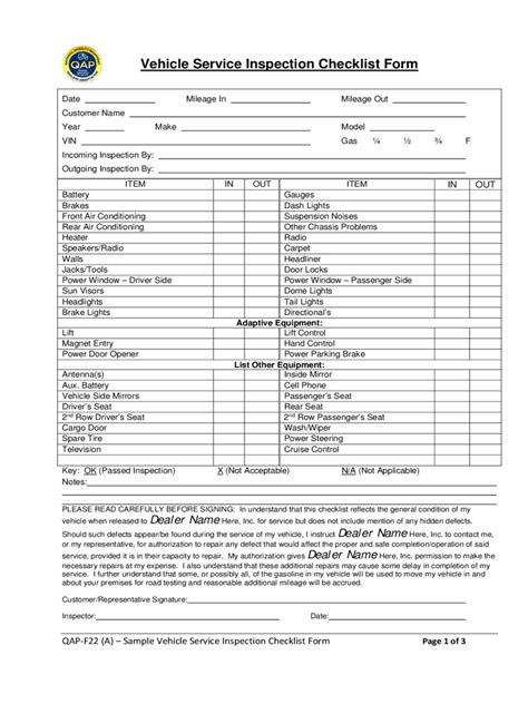 A used car may drive perfectly for five minutes along an a road, but what about at speed along a dual carriageway or down twisty, bumpy roads? Free Printable Vehicle Inspection Form | Free Printable ...