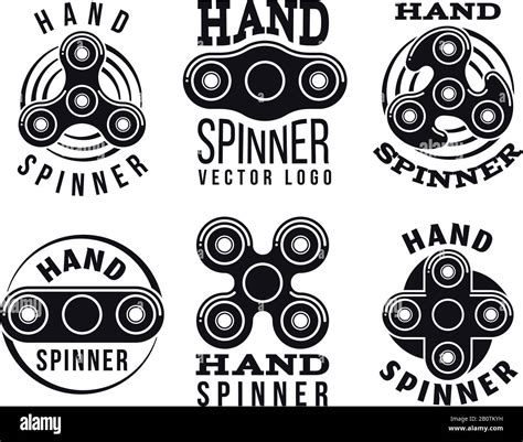 Hand Spinner Vector Logo Set Fidget Spinners Emblems Hands Precision