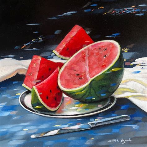 Watermelon 2019 Oil Painting By Aibek Begalin Watermelon Painting