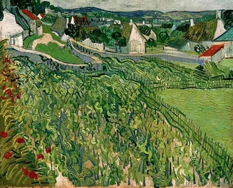 van Gogh: Vineyards with view of Auvers. Art Print, Canvas on Stretcher