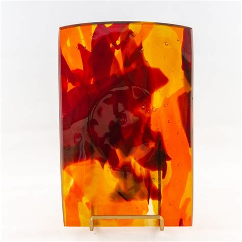 Orange And Red Fused Glass Valet Tray Judson Studios