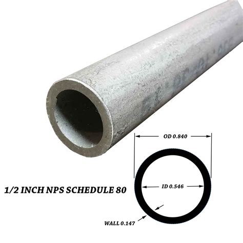 304 Stainless Steel Pipe, 1/2 inch NPS, 72 inches long, Schedule 80S