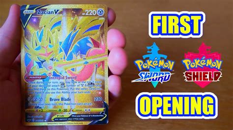 Searching for the secret rare gold zacian v from pokemon sword and shield in a live pokemon card opening. *GOLD* ZACIAN V Pulled in My First Sword and Shield Opening! | Pokemon Card Opening - YouTube