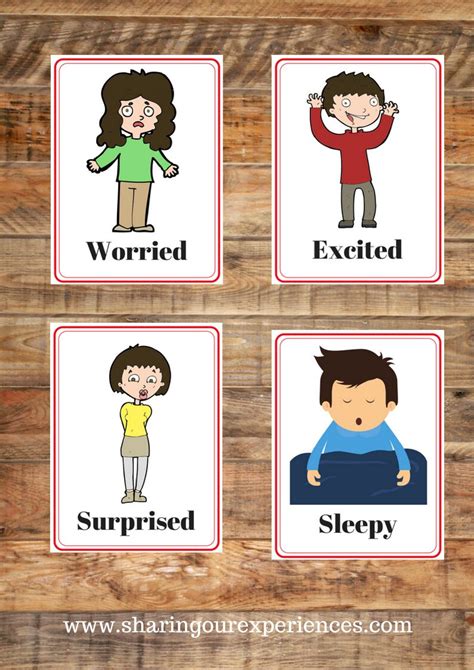 20 Emotions Feelings Flashcards Nursery Preschool Toddler Etsy