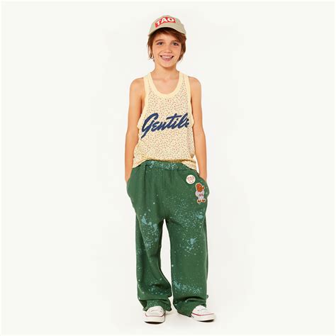 The Animal Observatory Ss19 Kids Antelope Pants Green Splashes Leo