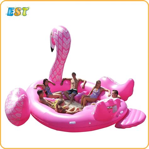 New Summer 6 Person Huge Inflatable Pool Float Floating Flamingo Swimming Pool Island Giant