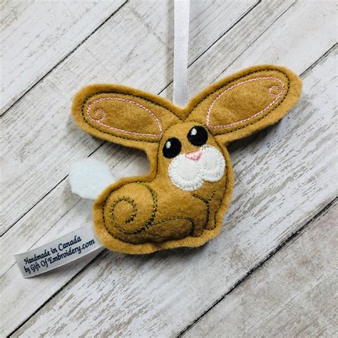 Bunny Felt Ornament Embroidered Stuffed Bunny Personalized Etsy México