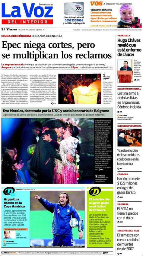 periódico la voz del interior argentina periódicos de argentina edición de viernes 1 de