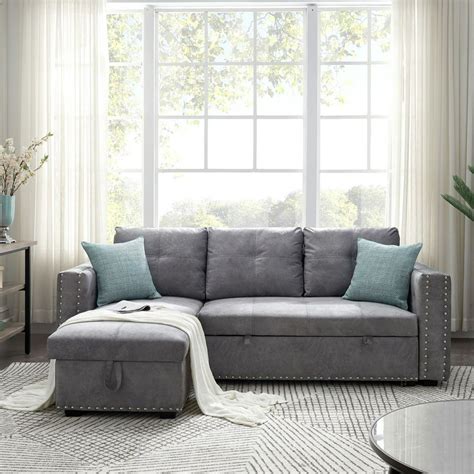 91 reversible sleeper sectional sofa corner sofa bed with storage 3 seat both left handed and