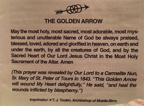 The Golden Arrow Prayer Pray When Someone Swears Save A Soul