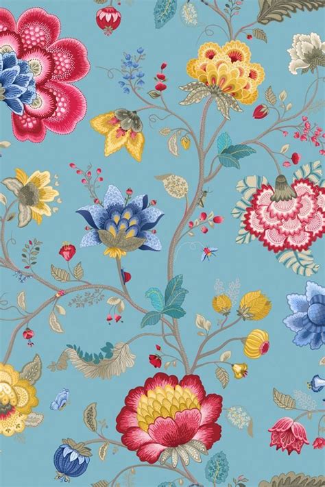 Floral Fantasy Wallpaper Light Blue Pip Studio The
