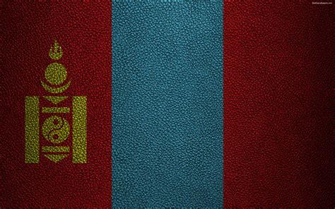 Download Wallpapers Flag Of Mongolia 4k Leather Texture Mongolian