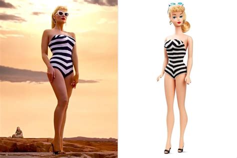Margot Robbie Recreates Barbies Iconic Retro 1959 Swimsuit Look In Barbie Trailer