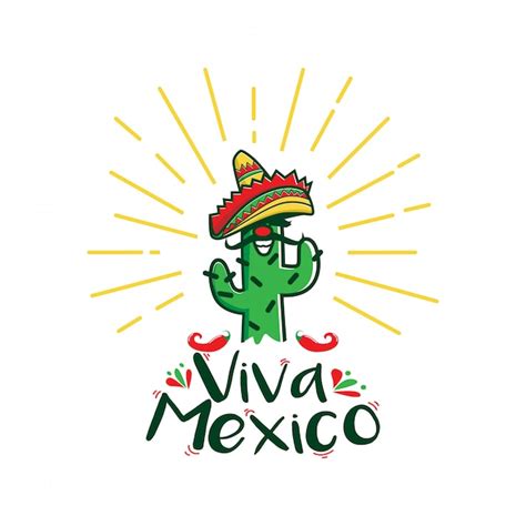 Viva México Cartoon Character Logo Vector Premium